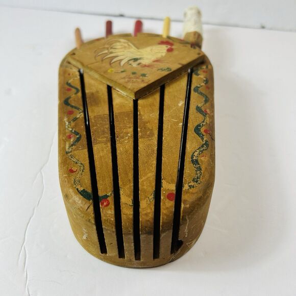 Vintage Woodpecker Woodware Knife Holder Rooster Wall Mount Spreader 4 Knives - Picture 4 of 14